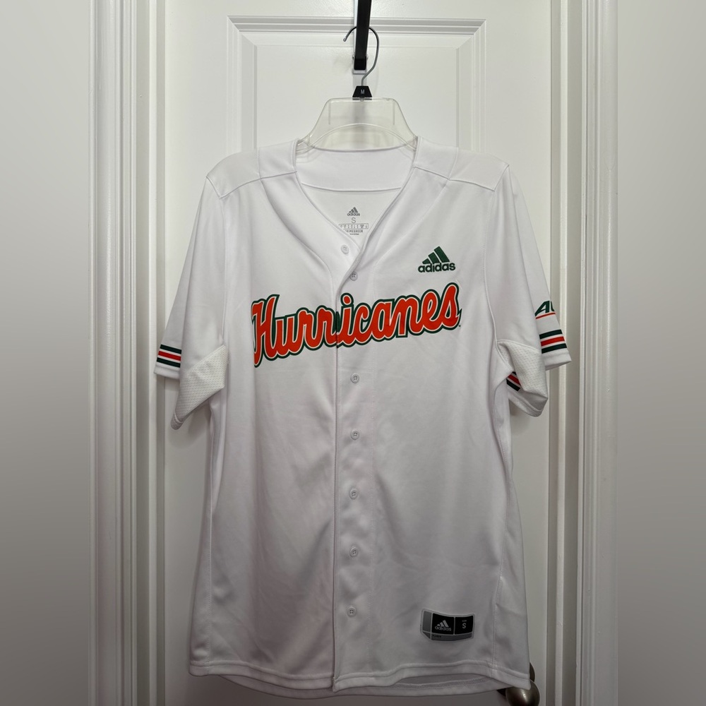 Men's adidas White‎ Miami Hurricanes Replica Baseball Jersey size small